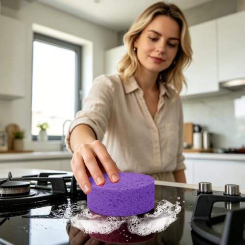 7-Pack Large Sponge, Kitchen Sponges, Handy Sponges, Cellulose Sponges, Dish Washing Sponge, Natural Sponge, Car Washing Sponge, Eco Friendly Sponge (Round, 4" X 4" X 2"), Mixed - color: B-mixed 7 Pack