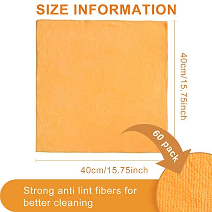 Nuenen Car Microfiber Clean Cloths, Yellow, 16 x 16 Inch, 60 Pcs - color: Yellow, size: 16 x 16 inches