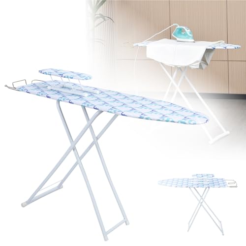 Ironing Board, Height Adjustable Smooth Edge Good Load-Bearing Non-Slip Clothes Ironing Board with Folding Legs (Neon) - color: Neon