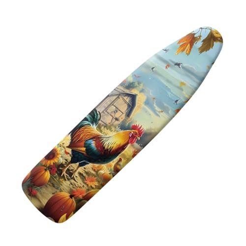 Farm Rooster Ironing Board Cover, Resist Scorching and Staining, 15x54 Heavy Duty Iron Pad Covers Standard Boards with Elastic Edges - color: Farm Rooster