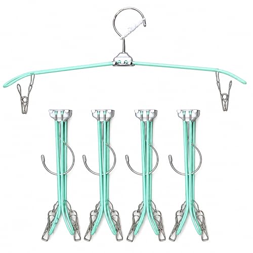 ROOM127 Travel Hangers with Clips, 5 Pack Foldable Stainless Steel Hangers - color: Green