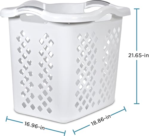 Home Logic 2 Bushel Plastic Laundry Basket Lamper, Large Laundry Hamper with Handles, Ventilated Clothes Organizer for Bedroom Bathroom Closet, 2 Pack, White - size: 2 Bushel