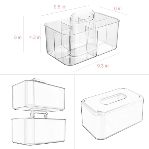 Vidifor Clear Thickened Portable Caddy Tote, Shower Caddy with Handle for Bathroom, Art Supplies, Makeup, Crafts, Colored Pencils, School Supplies, Office Supplies (Clear) - color: Clear