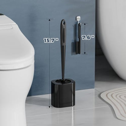 Holaloha Toilet Brush and Holder Set, Space Saving, 4 Pack, Black - color: Black