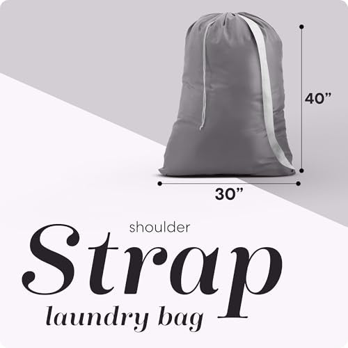 Handy Laundry Bag with Shoulder Strap 30"x40" 2-Pack, Heavy Duty, Grey - color: Grey, size: 2-Pack