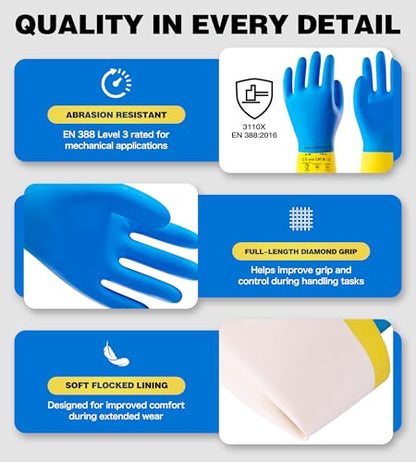 antools Neoprene and Rubber Blend Heavy-Duty Chemical Gloves, Protective industrial gloves for Resist Acid, Alkali, Hazmat, cleaning, dishwashing, Medium - color: Black (Pack of 1), size: Medium (8)