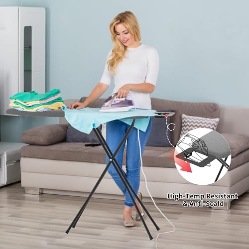 Ironing Board, 43"×13" with Iron Rest, 4 Layer & 7 Adjustable Height - color: Light Gray, size: 43"L x 13"W