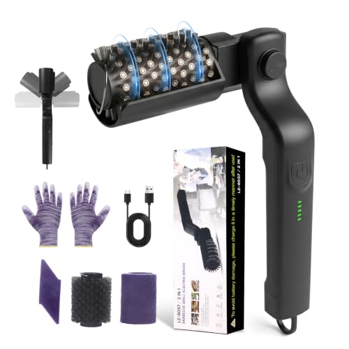 Electric Grill Brush, Electric Grill Cleaner for Outdoor,Cordless Rechargeable Electric BBQ Grill Brush with 180°Adjustable Head, 3-Speed Rotary Scrubber, 2 Heads, for Cast Iron & Stainless Steel