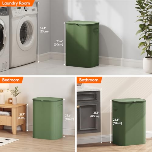 Lifewit 85L Large Laundry Hamper with Lid, Removable Inner Bag, Green - color: Green, size: 85L