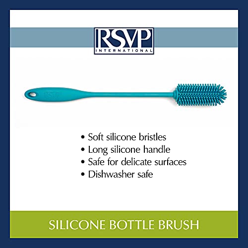 RSVP International Kitchen Scrubber Collection Dishwasher Safe, Silicone Bottle Brush, 12.5", Turquoise - color: Turquoise, size: Silicone Bottle Brush, 12.5"