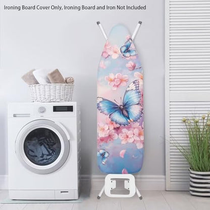 Butterfly Iron Board Cover with Padding 15x54 Inch Standard Size, Stain Resistant Hook Slip-On Iron Board Cover - color: Butterfly