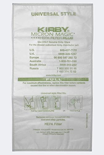 Kirby 204811 Filter Bag Six Pack Micron Magic HEPA (6 Filter Bags) - size: 6 Filter Bags