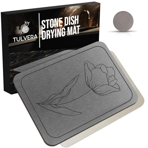 Stone Dish Drying Mat for Kitchen Counter – Diatomaceous Earth Drying Mat | Fast-Absorbing, Minimalist Design, Durable Diatomite | Non-Slip, Heat Resistant, Easy-to-Clean | USA Brand | 15.7”x11.8” - color: Classic Floral, size: 15.7" x 11.8"