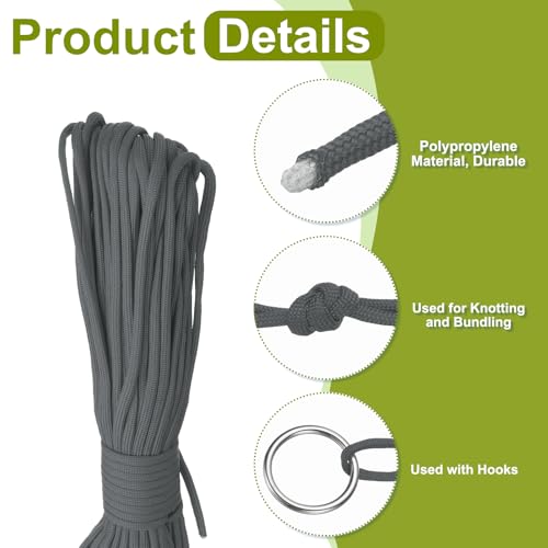 uxcell 4mm Nylon Rope, 10ft Portable Clothesline for Luggage and Backpack Tie Downs, Hanging Clothes, Swings, Camping and Mountaineering Tie Downs, Dark Gray - color: Dark Gray