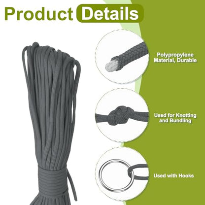 uxcell 4mm Nylon Rope, 10ft Portable Clothesline for Luggage and Backpack Tie Downs, Hanging Clothes, Swings, Camping and Mountaineering Tie Downs, Dark Gray - color: Dark Gray