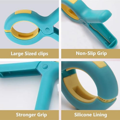 Towel Clips for Beach Chairs, 12 Pack Heavy Duty Non-Slip Plastic Clips in 4 Colors for Pool, Cruise, Yacht & Camping – Strong Grip Keeps Towels, Hats & Blankets from Blowing Away - color: Blue, Green, Red