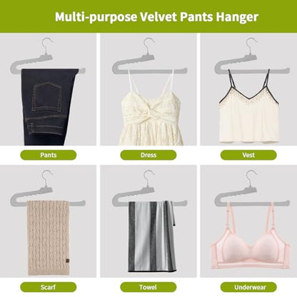 ManGotree Non Slip Velvet Pants Hangers Felt Jean Hangers 10 Pack Grey - color: Gray, size: 10 Pack