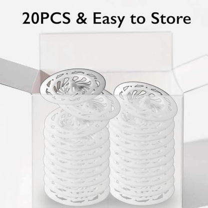 20PCS Disposable Sink Drain Strainer for Bathroom Bathtub Kitchen, Universal Hair Catcher Shower Drain Cover Fits Drain Holes Over 2.2in, Reusable PP Material (3.7 x 3.7 x 0.32 inches(20PCS))