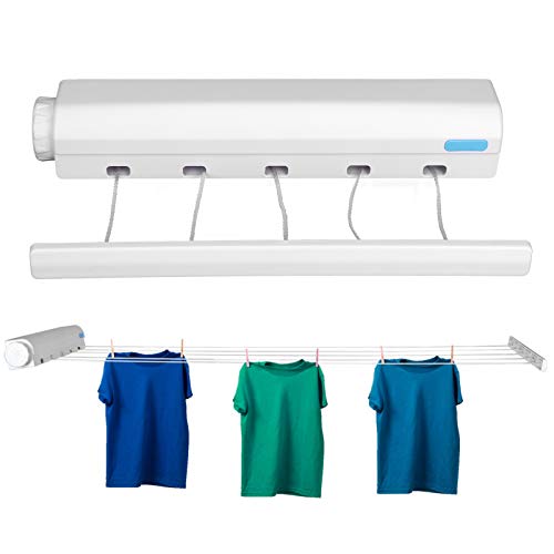 Retractable Clothesline, 3.75m Telescopic Drying Rope Hanger Wall Mounted Laundry Line for Bathroom Balconies (Five Ropes) - size: five ropes, style: five ropes