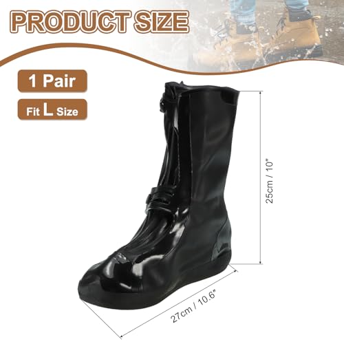 HARFINGTON Waterproof Shoes Cover L (US 6) Rain Galoshes w Double Buckle - color: Black, size: L (US 6)