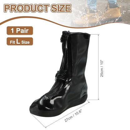 HARFINGTON Waterproof Shoes Cover L (US 6) Rain Galoshes w Double Buckle - color: Black, size: L (US 6)
