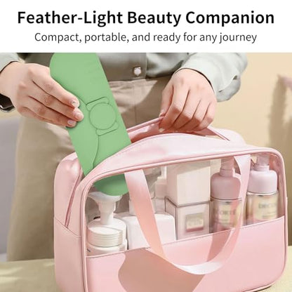 Travel Silicone Makeup Brush Holder with Cleaning Pad and Magnetic Closure - color: Green