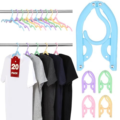 20 Pcs Travel Hangers, Cruise Ship Essentials Foldable Hangers Plastic Travel Essentials, Portable Cruises Must Haves 2026 for Skirt, Suitcase, RV Camping Airplane Europe Vacation Essential - color: Multicolor