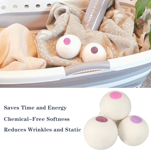 Wool Dryer Balls 6PCS Pure Organic Laundry Wool Tumble Dryer Ball Reusable Natural Fabric Softener Reduce Wrinkles and Drying Time
