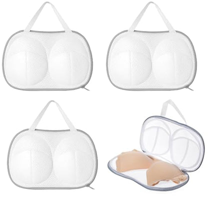 4 Pack Bra Washing Bags for Laundry, 3D Protective Bracket Mesh Bra Laundry Bags for Washing Machine Brassiere Wash Bags with Handle and Zipper for Delicates Lingerie (4PCS Grey) - color: 4PCS Grey