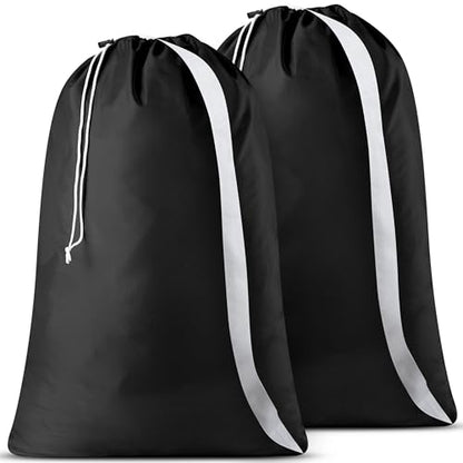 Handy Laundry Bag with Shoulder Strap 30"x40" 2-Pack, Heavy Duty, Black - color: Black, size: 2-Pack
