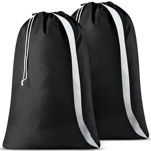 Handy Laundry Bag with Shoulder Strap 30"x40" 2-Pack, Heavy Duty, Black - color: Black, size: 2-Pack