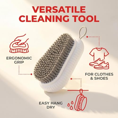 Handheld Soft Bristle Laundry Brush, Ergonomic Scrub Brush for Clothes Shoes and Stain Removal, White, 1 Pack - color: White