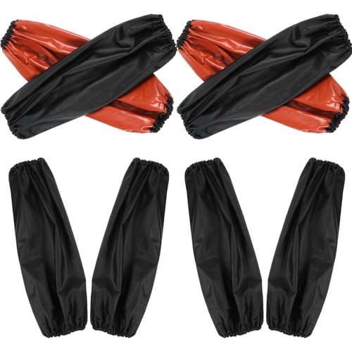 4 Pairs PVC Waterproof Arm Sleeves Covers – Oilproof, Acid & Alkali Resistant – Forearm Protectors for Cooking, Cleaning, Painting, Dog Grooming (15.76” x 7.88”, Heavy-Duty PVC)