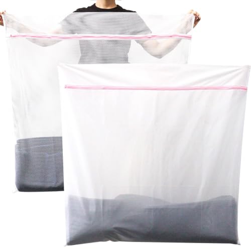 Extra Large Mesh Laundry Bags Washing Bag 2Pack Delicates Bag and Zipper Laundry Bag Jumbo for Washing Machine Large Mesh Bags for Blankets, Bedding, Coats, Toys (2PCS-XXXL) - size: XX-Large