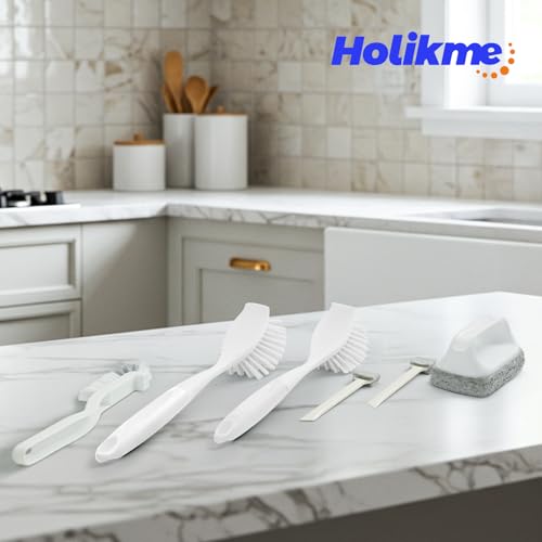 Holikme Dish Brush Cleaning Brush Set for Cleaning Groove Gap,White - color: White