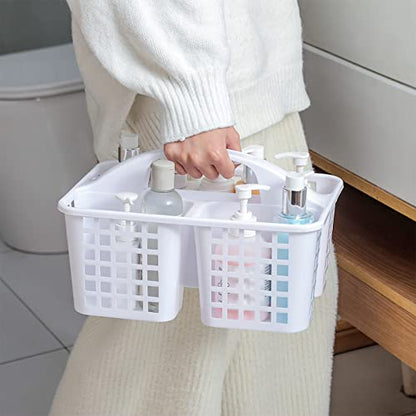 Portable Shower Caddy Basket Plastic Storage Basket with Compartments White - color: White