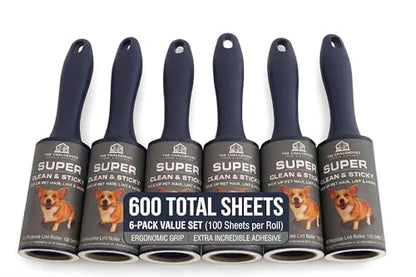 Extra Sticky Lint Roller for Pet Hair, 6 Pack 600 Sheets - size: 6 Packs