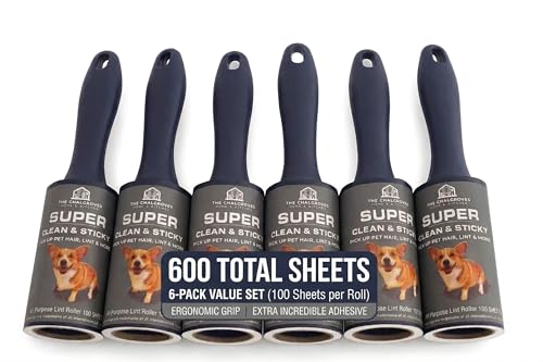 Extra Sticky Lint Roller for Pet Hair, 6 Pack 600 Sheets - size: 6 Packs