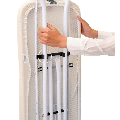 Brabantia XL Comfort Ironing Board with Solid Steam Iron Rest | Large (Size C) | Fairtrade Metalized Cover | Adjustable Height (27-38"), Easy Fold, Anti-Collapse Lock, Non-Slip Feet - color: Metallized, size: Steam Iron Rest