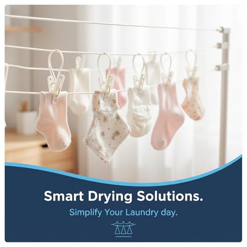 90 Pack Multi-Purpose Laundry Hooks Hanging Clips Bulk with Plastic Rope Hanger Clips for Baby Clothes Closet Organizer for Wardrobe Sock Pants Hat Towel Bathroom(White) - color: White
