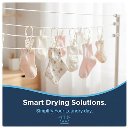 90 Pack Multi-Purpose Laundry Hooks Hanging Clips Bulk with Plastic Rope Hanger Clips for Baby Clothes Closet Organizer for Wardrobe Sock Pants Hat Towel Bathroom(White) - color: White