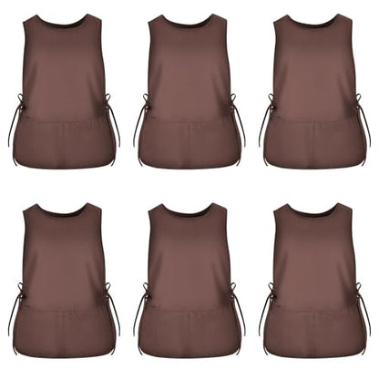 TFTAFAN Cobbler Apron Unisex Waterproof Apron with 2 Deep Pockets Art Smock for Painting Cleaning Artiest Apron work kitchen - color: Brown (Coffee)