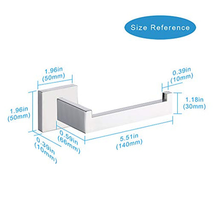 TASTOS Polished Chrome Toilet Paper Holder SUS304 Stainless Steel, Modern Square Half Open Bathroom 5 inch TP Holder Wall Mount Rustfree Tissue Roll Dispenser for Washroom Kitchen - color: Polished Chrome, size: Square (1 pack)