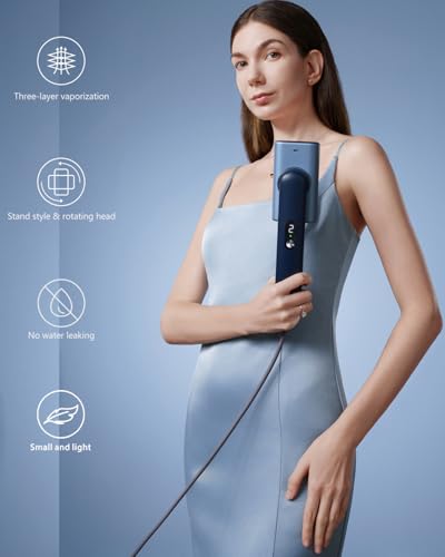 Smart Handheld Steamer for Clothes, Palm-Sized & Lightweight (1lb), Dual Steam Modes, Easy Wrinkle Remover, Auto Shut-Off, Travel & Home Double Use (Blue) - color: Blue
