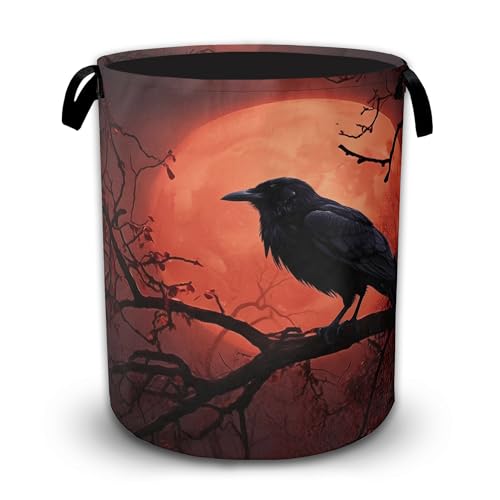 Anime Red Moon Laundry Hamper with Sturdy Handles, Collapsible Laundry Basket, Waterproof Clothes Storage Organizer, Large Capacity for Bathroom Bedroom - color: Red Full Moon Magic