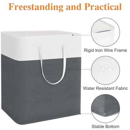 TasticTotes Laundry Basket 3-Pack, Laundry Hamper, 100L-Grey - color: Grey, size: 100L