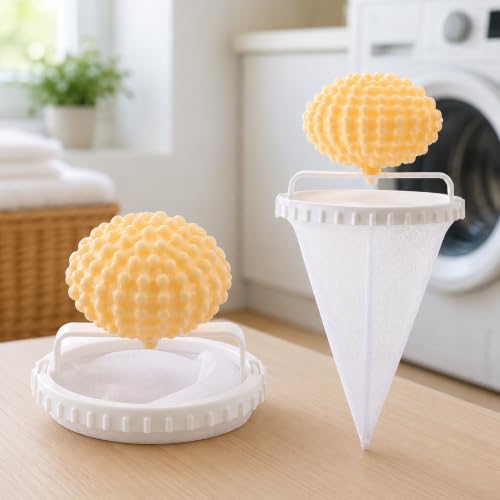 Reusable Washing Machine Lint Filter, Floating Laundry Mesh Bag Hair Catcher, Debris Remover Ball for Clothes Washer, Towels, Socks, Pet Hair, Fluff, Lint and Small Particle Yellow - color: Yellow
