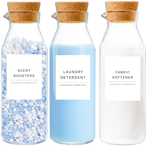 Glass Laundry Detergent Dispenser, Laundry Room Liquid Detergent Container - size: 3 Bottles