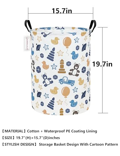 QUEENLALA Large Foldable Round Storage Basket Laundry Hamper, Colorful Bear - color: Round-Colorful Bear