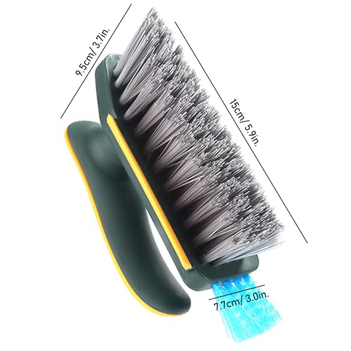 4 in 1 Scrape Brush with Rubber Squeegee, Shower Cleaning Brush, Heavy Duty Cleaning Brushes with Handle, for Shower, Bathroom, Carpet, Wall, Kitchen (Green)